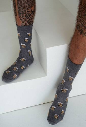 0125-088 Халби за бира Милена Мъжки чорапи - сив меланж