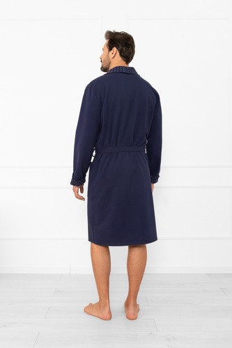 Мъжки халат Gerard - 100% памук, класическа кройка с елегантен завършек Италианска мода 