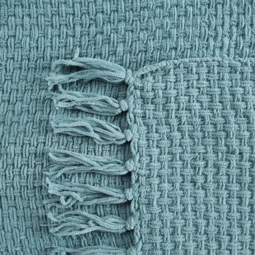 Сузи Плетено одеяло с ресни, европерде, мента