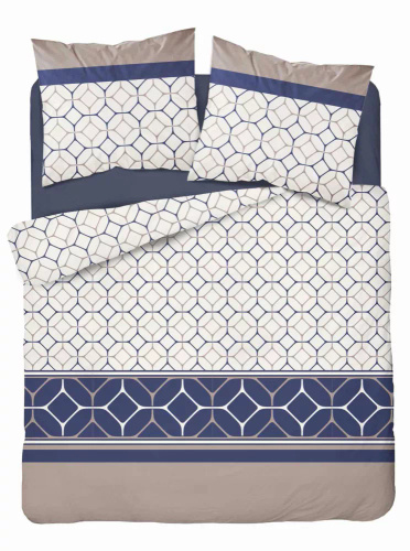 5039 A Спално бельо от микрофибър с шестоъгълен мотив Detexpol, тъмносиньо