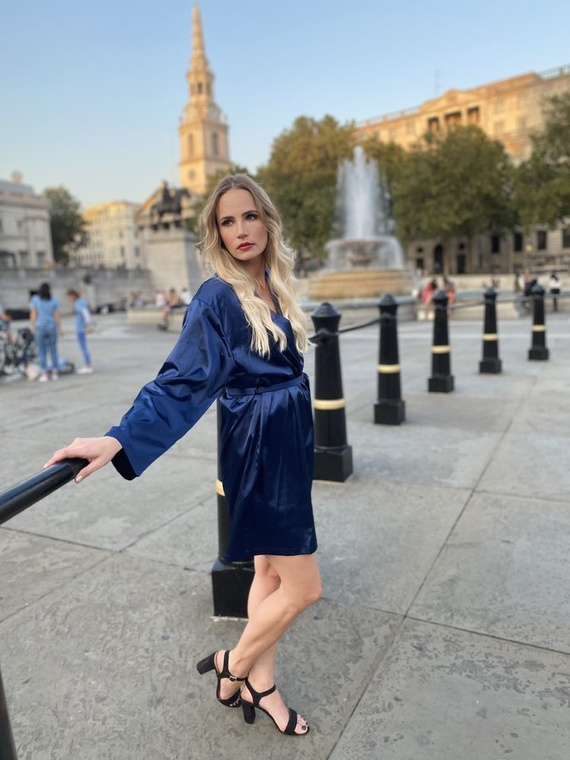 797 Класически дамски халат Forex - тъмносин