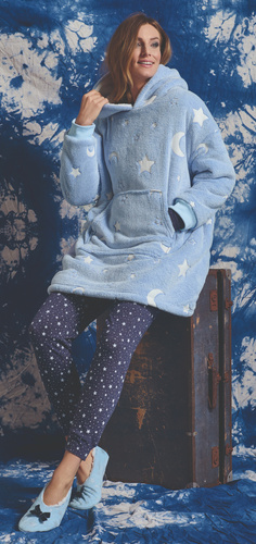 Суитшърт с одеяло Milana Sorbetto – светлосин, полар, светещ в тъмното