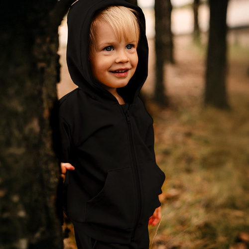 Детски суичър Simply Comfy – памучен, с цип и качулка, бежов