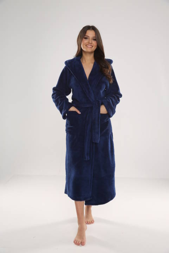 807 Дълъг дамски халат Luna II Forex - морско синьо