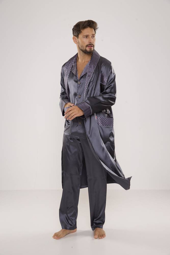 939 Мъжка сатенена сива пижама