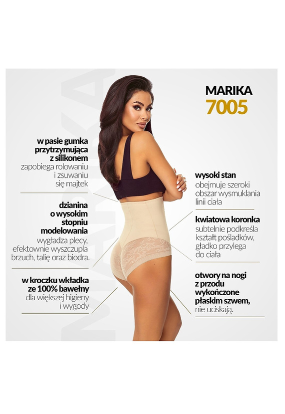 Lapinee 7005 Marika Бежови оформящи бикини с висока талия Anti Roll