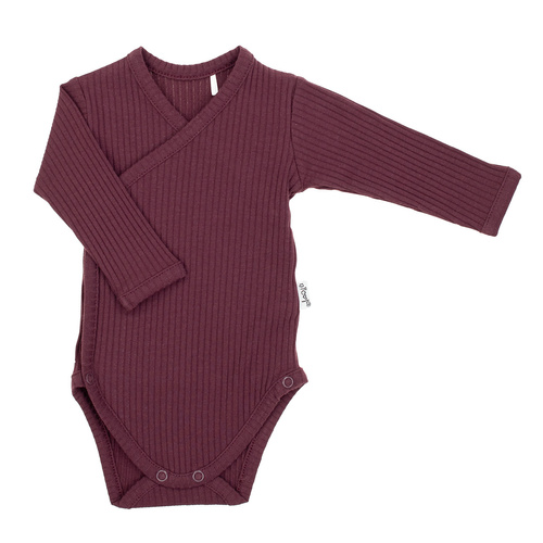 217096 Алиса Памучно боди Никол, райе - дълъг ръкав, бордо