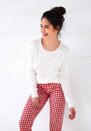 Sensis Perfect Дамска пижама - кремава и червена