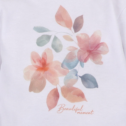 ABN-5416 Kolorowe kwiatki Body z bawełny organicznej Nini biały