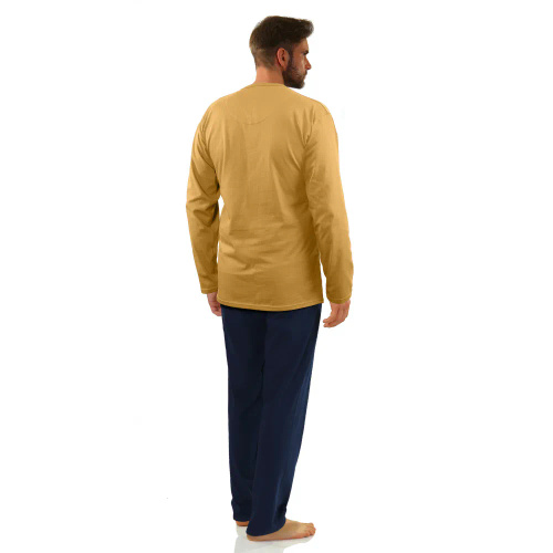 7542 Мъжка пижама с дълъг ръкав Sesto Senso - горчица