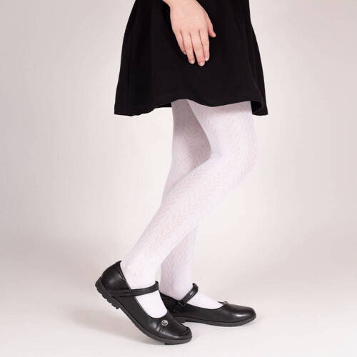 141804 W3 Жакардов чорапогащник Nicol - бял