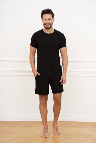 Ikar Мъжка тениска с къс ръкав Италианска мода - черна 