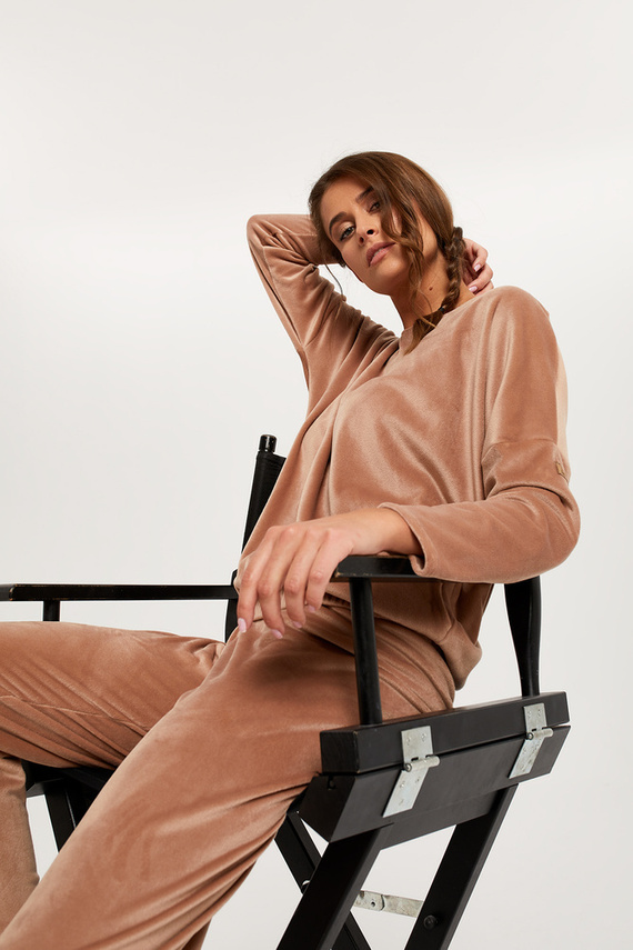 Дълъг комплект за жени. ръкав, дължина. панталон Italian Fashion - бежов