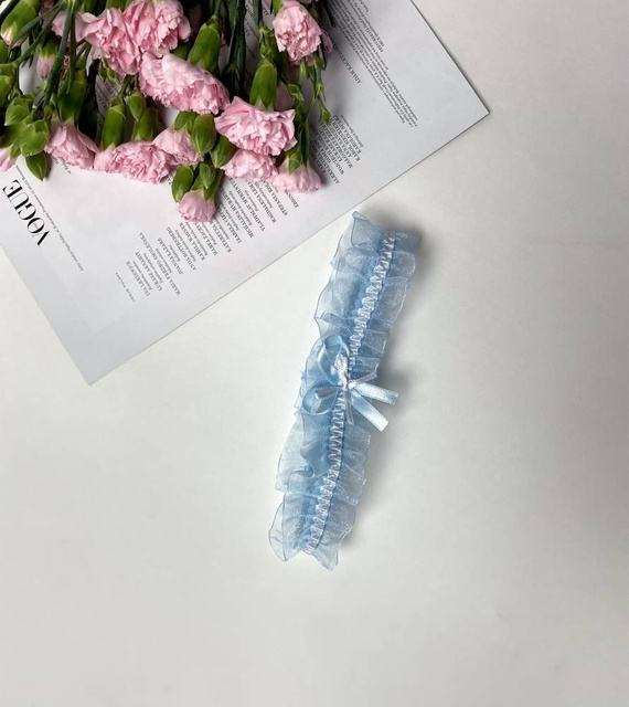 221 Шифонена жартиера De Lafense - светлосиня