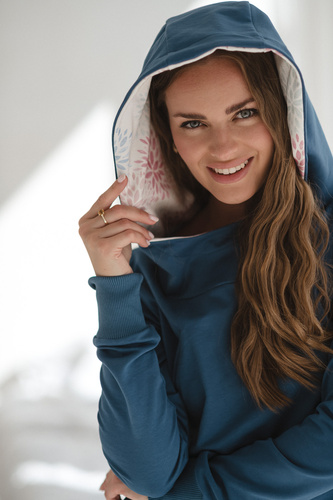 Milk Please Jeans Син суичър за бременни и кърмачки с качулка – Milk&Love, полско производство