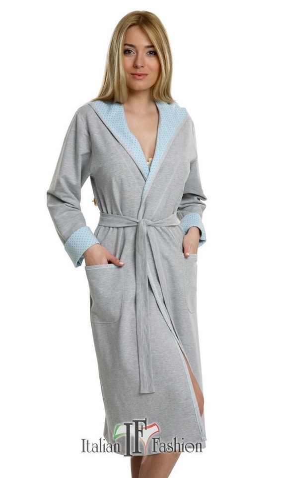 Дамски комфортен халат Italian Fashion- melange/pink