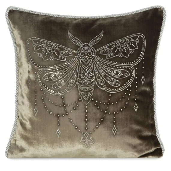 Роял 8 велурена калъфка с кристали Еврофирани тъмно бежово