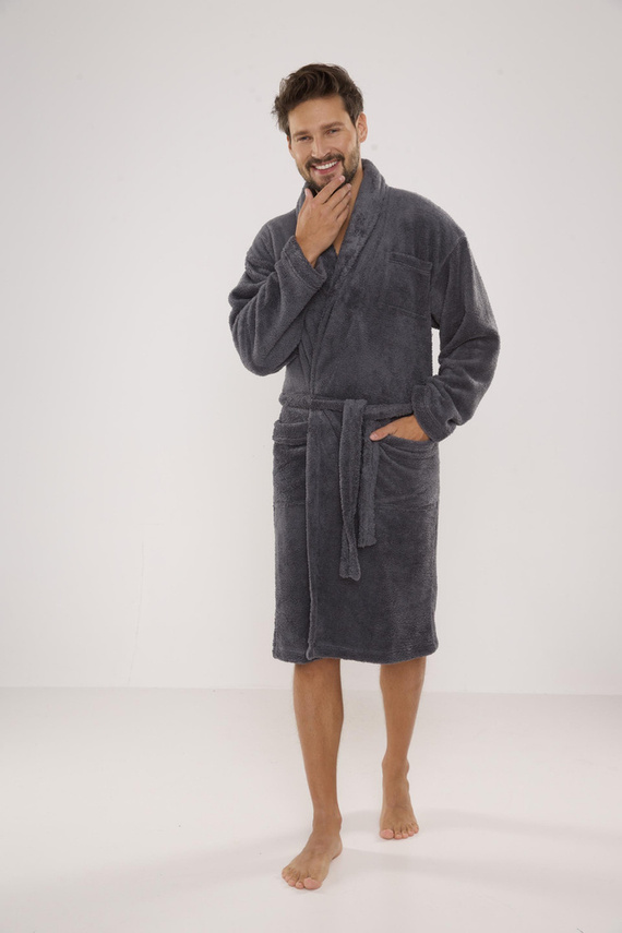 811 Мъжки плюшен халат за баня De Lafense - сив