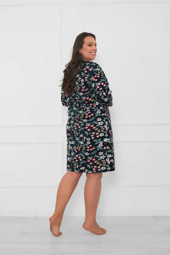 Дамска памучна нощница с 3/4 ръкав Lucja - флорален десен Италианска мода 