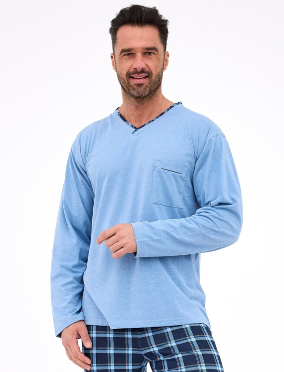 Мъжка пижама 122/304 Richard Cornette синя - памук, дълъг ръкав
