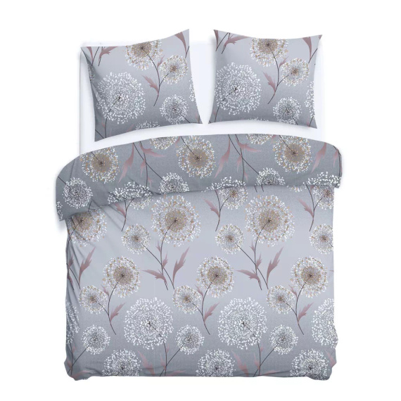 31513/2 Комплект спално бельо от фланел Flannellove Darymex, сив, глухарчета, 100% памук, топъл и мек