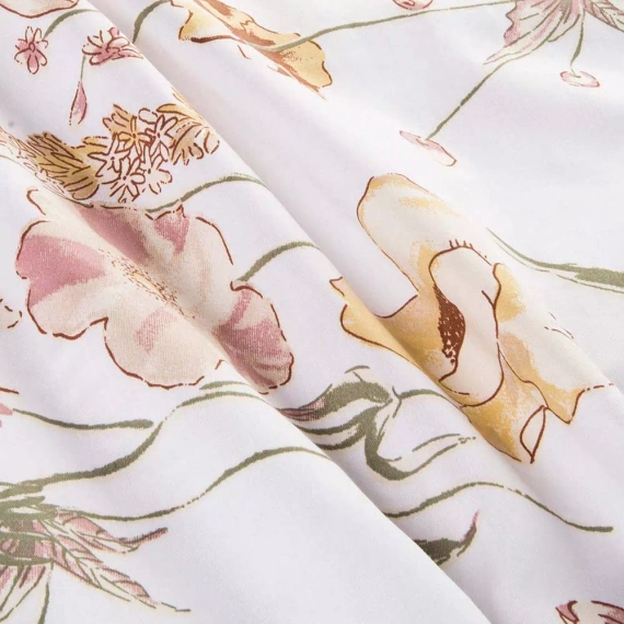 Сатенено спално бельо 1553/1 Satynlove 100% памук цветя комплект + калъфки 70x80