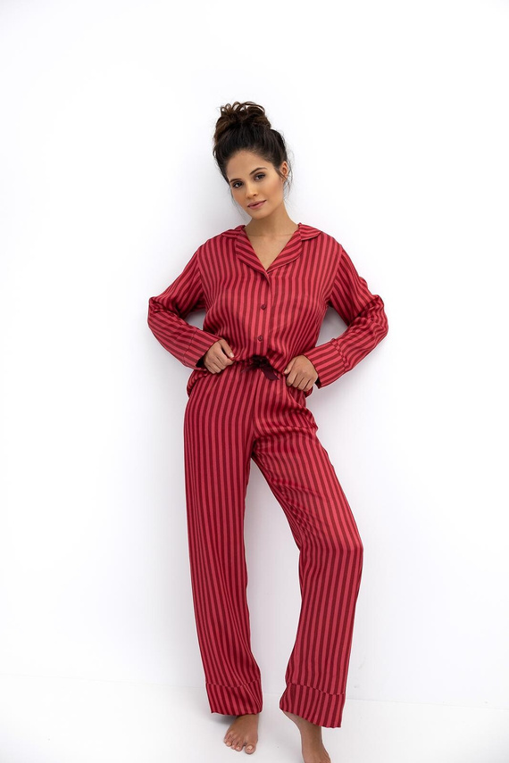 Дамска пижама Rosemary Sensis - вискоза, с цип, на райета