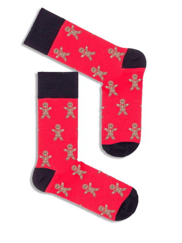 1290-029 Мъжки коледни чорапи Милена, черни – елени | захарни бастунчета, памук