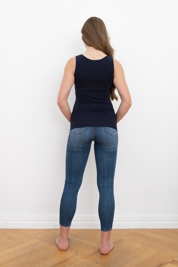 Дамска риза с широки рамене Ibiza Италианска мода - тъмносиньо 