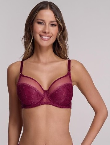 1396 Сутиен Ava мек – бордо, дантела, с банели, голям бюст