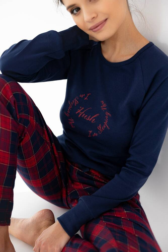 Дамска фланелена пижама Emmeline Sensis - тъмносиньо-червена