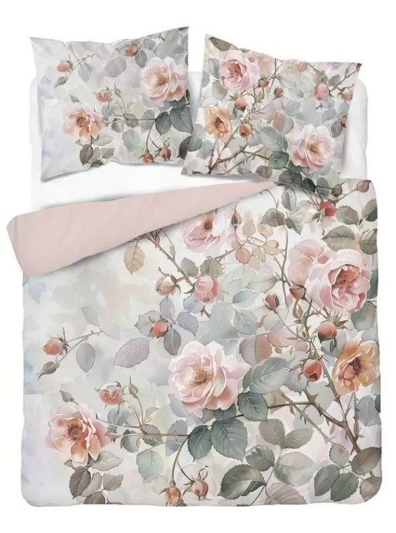 5305 3D спално бельо от микрофибър с акварелни рози в пудрени тонове – Detexpol