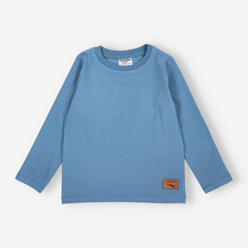 KAR-1022 Блуза с дълъг ръкав Lagarto Verde за момче, синя - памук с еластан, полско производство