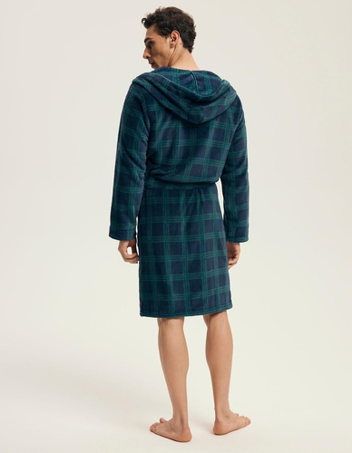 Мъжки халат Henderson 43373 Nickel - качулка, топла плетка, комфорт и елегантност
