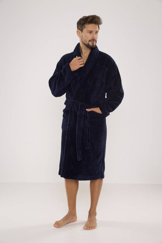 811 Мъжки плюшен халат De Lafense - тъмносин