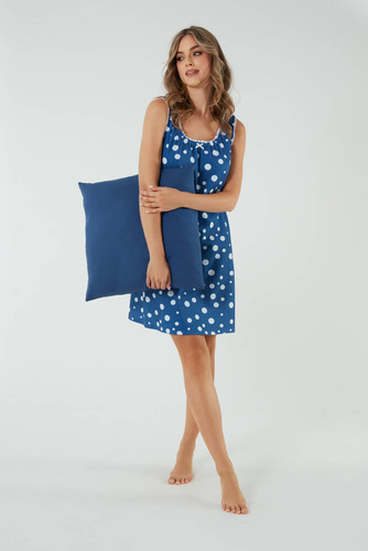 Нощница и халат за кърмачки Raba, с широка презрамка Италианска мода - син принт 