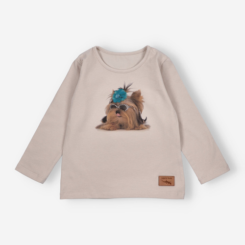 KAR-3004 Блуза с дълъг ръкав Lagarto Verde за момичета, бежова – стилна, памучна, полско производство