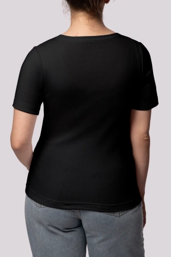 Дамска тениска на райе Mona, черна