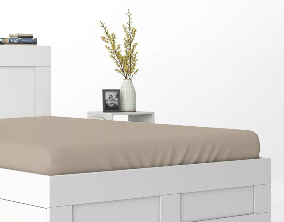 Микросатенен чаршаф с ластик Poly Detexpol гладък и удобен taupe 