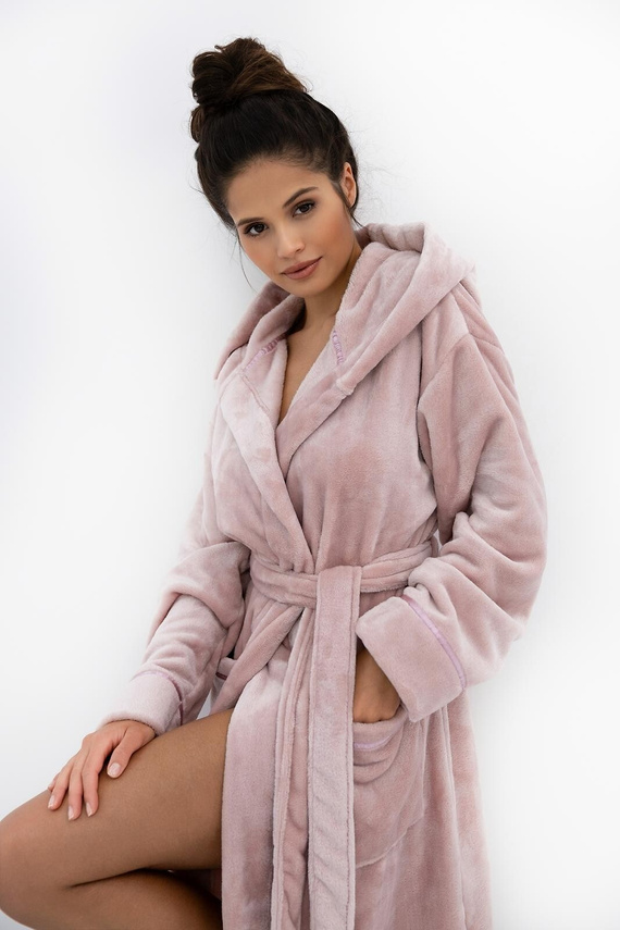 Дамски халат Amaris Sensis, розов - мек халат с качулка, елегантен и удобен