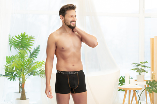 Мъжки боксерки Fluo Италианска мода - черни/флуорово оранжеви