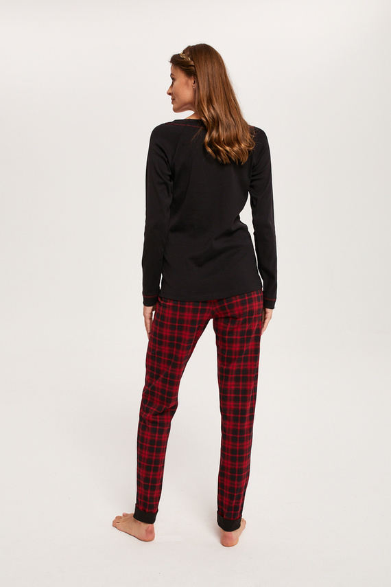 Ordesa Дамска пижама с дълъг ръкав и дълъг панталон Италианска мода - черно/принт