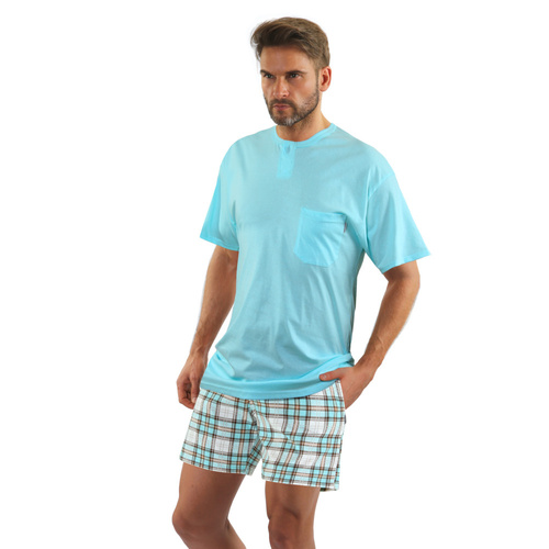 2576/17 Мъжка пижама, къс ръкав, къс панталон Sesto Senso тюркоаз