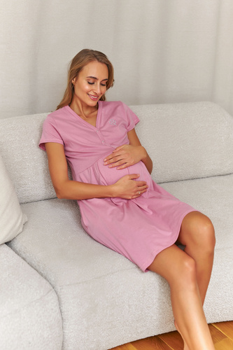 Дамска нощница Doctor Nap 5336, V-деколте, памук, джобове, OEKO-TEX