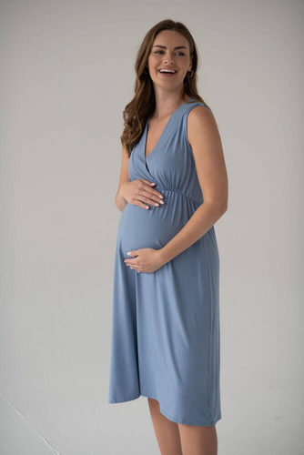 Нощница за бременни и кърмачки Star Light от бамбук Milk&Love, синя