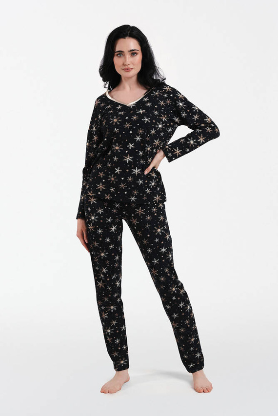 Laponia Дамска пижама с дълъг ръкав и дълъг панталон Италианска мода - принт