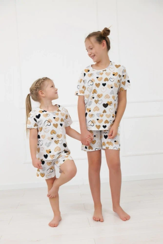 Детска дамска пижама Ariela Italian Fashion – памук, къс ръкав, шорти