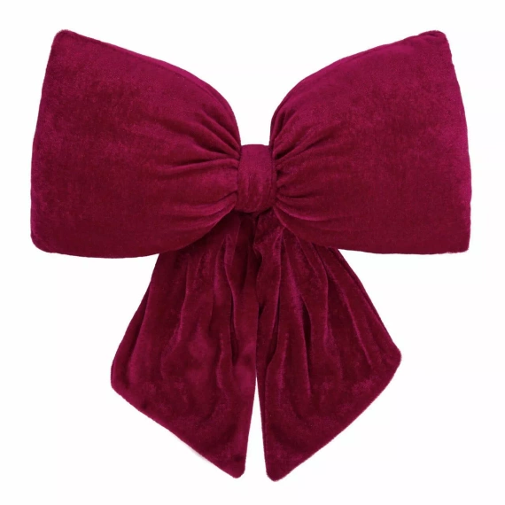 Коледна възглавничка с панделка от Needle and Thread – бордо кадифена възглавничка, сертифицирана от Oeko-Tex