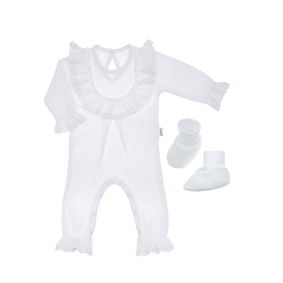 169085 Komplet pajac i butki Nicol  - biały