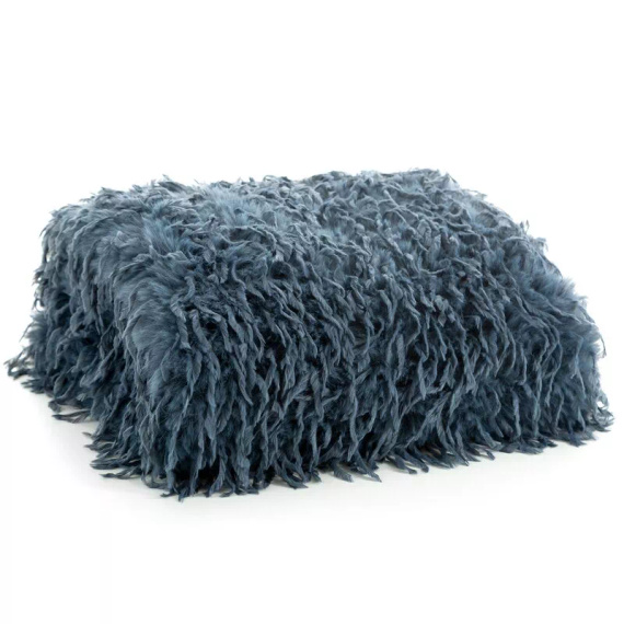 Одеяло Adore, рошаво, пухкаво покривало за легло Eurocurtains, тъмносиньо